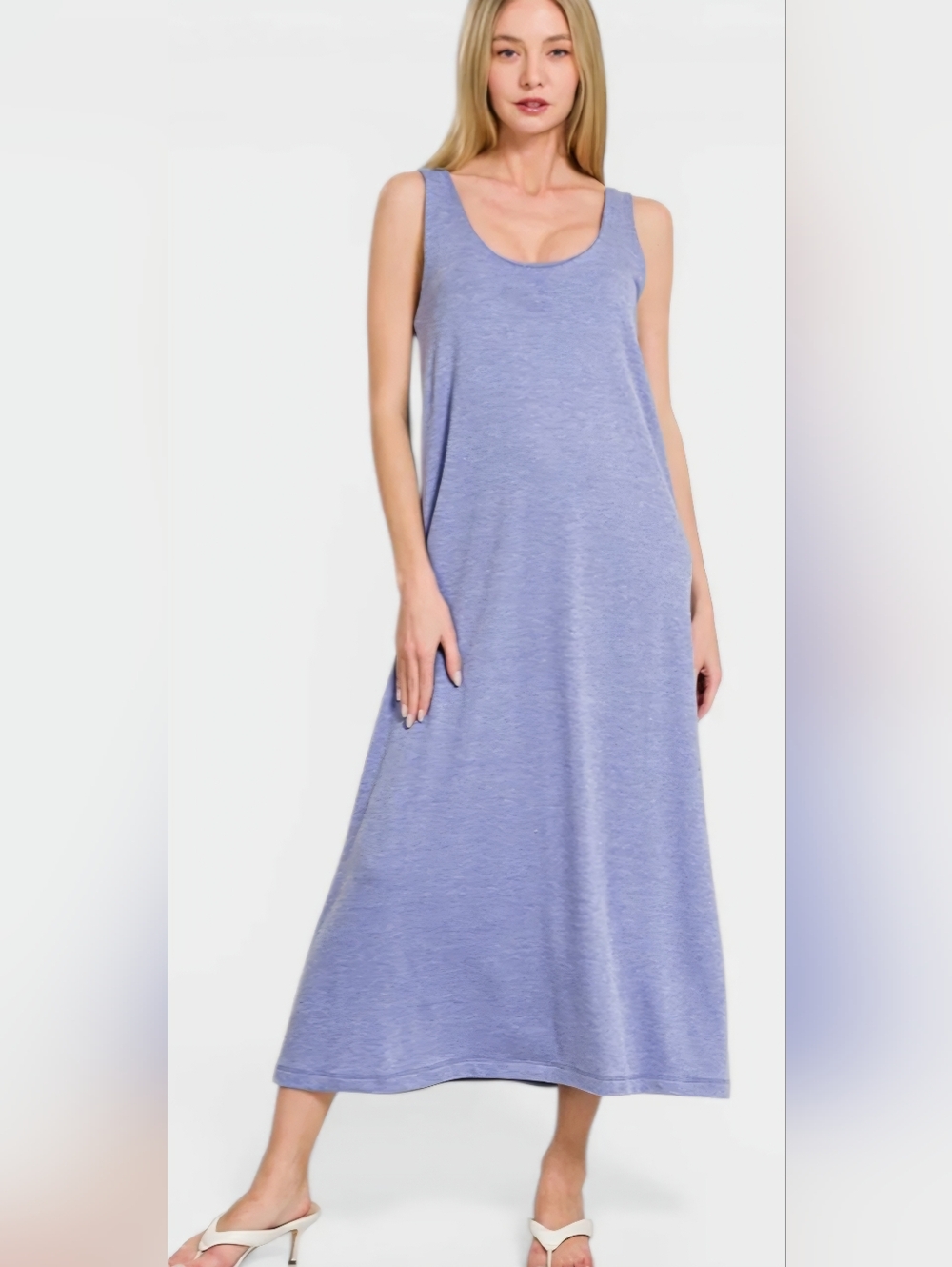 Zenana Marlin Scoop Neck Tie Back Maxi Dress